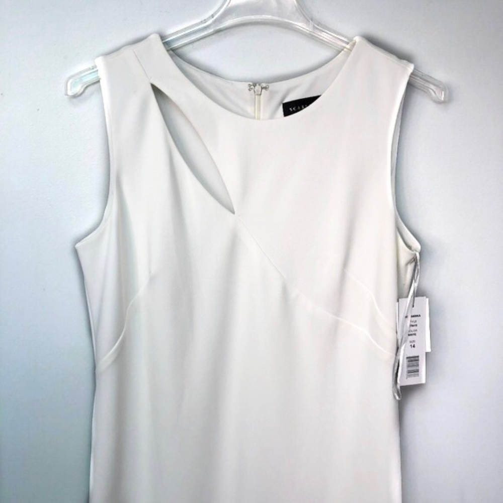 NWT Scarlett White Slit Dress Keyhole Neck Sz 14